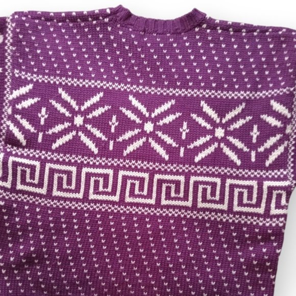 Giani vintage very thick 100% wool sweater made In Italy purple white - Picture 7 of 7